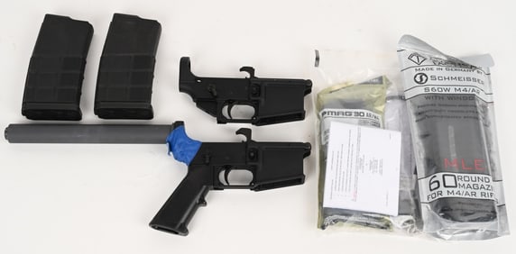 TWO COLT AR-15A4 LOWER RECEIVERS & ASST MAGS