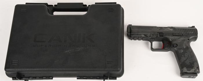 CANIK TP9SF SEMI AUTO PISTOL IN WOODLAND MIDNIGHT