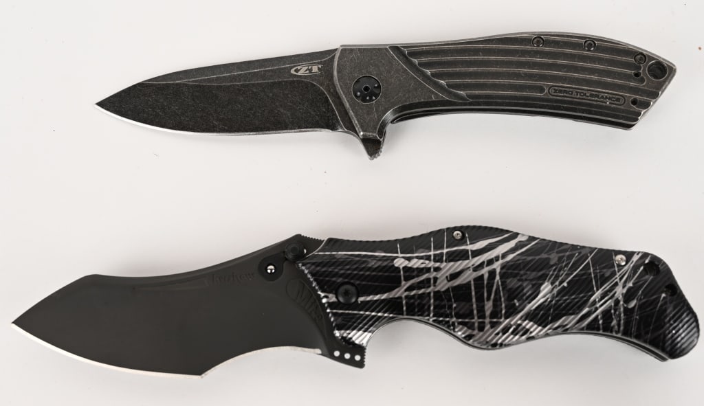 TWO AWESOME FLIPPER FOLDING KNIVES: ZERO TOLERANDE ZT0801BW FLIPPER KNIFE. Blade: 3 1/2". OAL: 8 1/4". This item has been discontinued by the manufacturer. The all-metal, all-the-time look of the Zero Tolerance 0801 is even better in Bl
