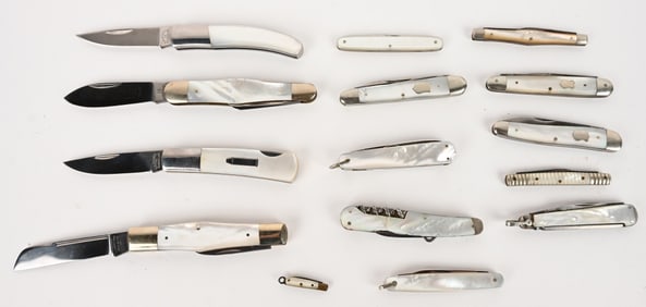 LOT OF 15 PEARL HANDLE POCKET KNIVES