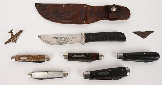 LOT OF VINTAGE FIXED BLADE AND POCKET KNIVES