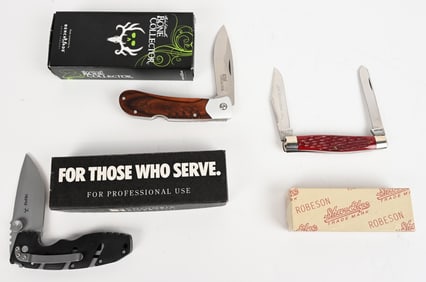 LOT OF BONE COLLECTOR, CRKT & ROBESON KNIVES