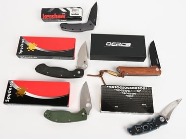 LOT OF 5 KNIVES: SOG, KERSHAW, SPYDERCO & OTHERS