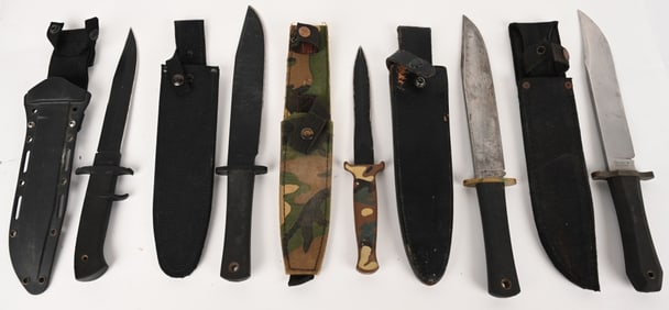 GROUP OF 5 ASSORTED FIGHTING KNIVES