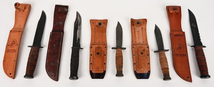 LOT OF 5 USMC AND SURVIVAL KNIVES