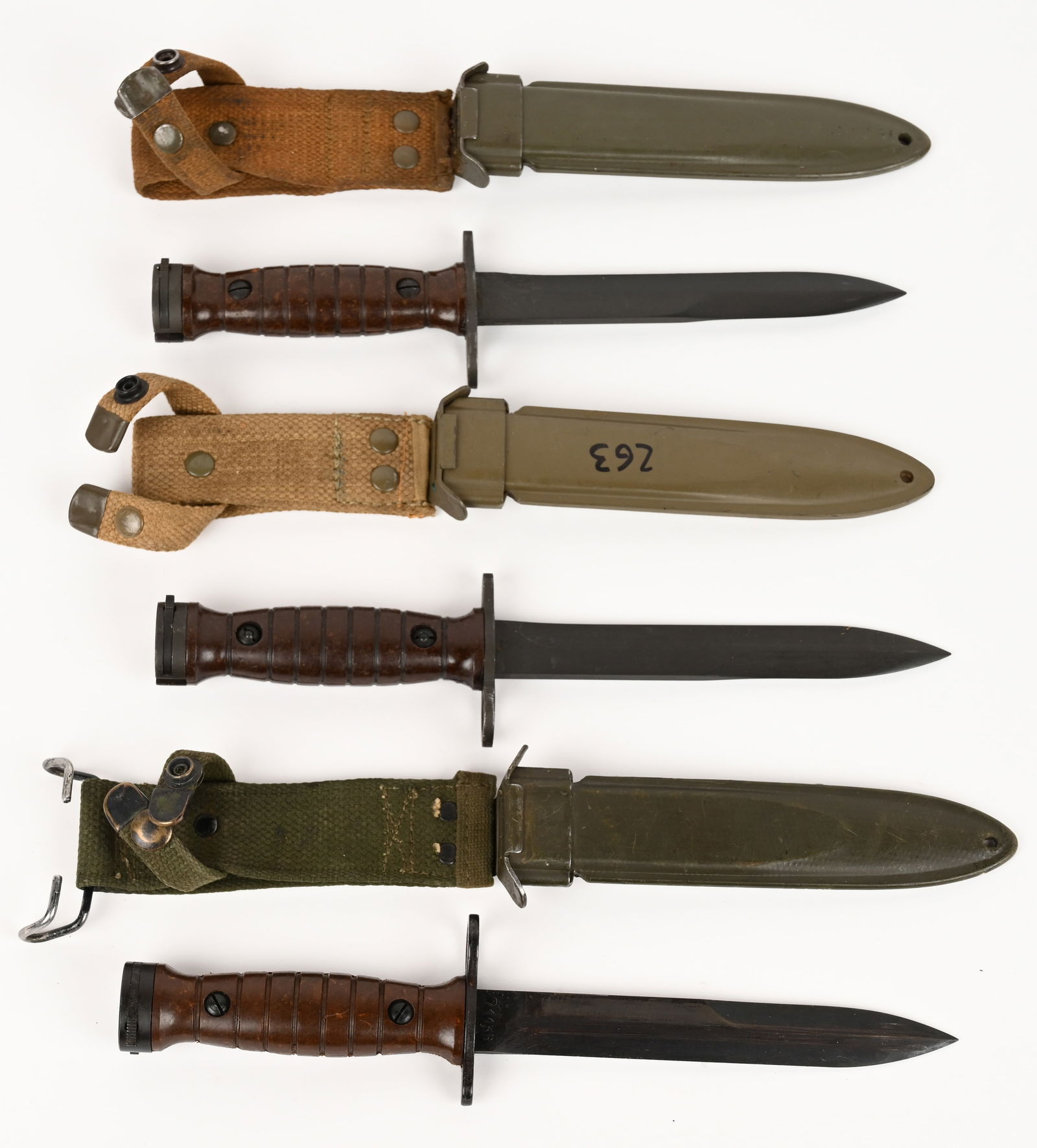 LOT OF THREE POSTWAR BAYONETS: This is a lot of 3 postwar M1 Carbine bayonets. CONDITION: Very Good