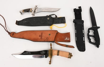 LOT OF MONSTER LARGE SIZE FIXED BLADE KNIVES