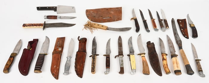 LOT OF 22 CAMPING & HUNTING KNIVES