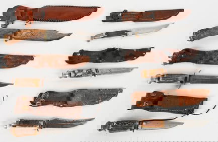 LOT OF 6 CUSTOM HUNTING KNIVES