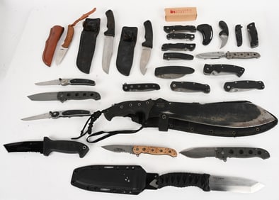 LOT OF 26 CRKT FOLDING & FIXED BLADE KNIVES