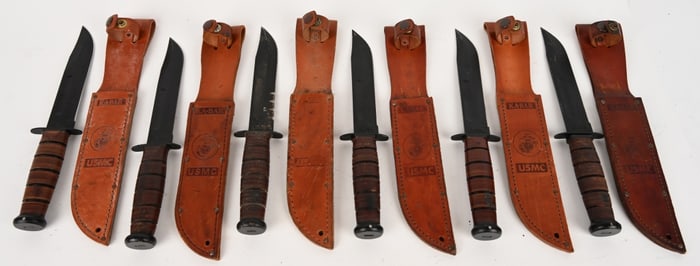 LOT OF KA-BAR USMC KNIVES W/ SHEATHS