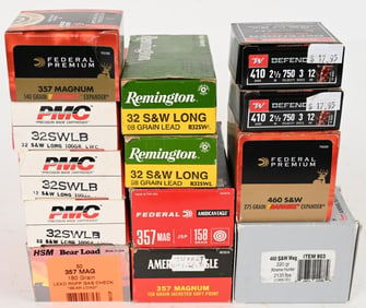 MIXED LOT OF HANDGUN AMMO IN FACTORY BOX