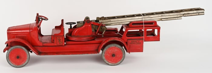 BUDDY L PRESSED STEEL AERIAL LADDER TRUCK