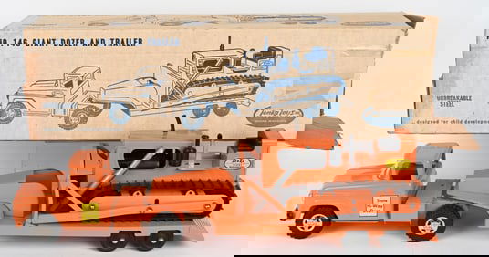 1961 TONKA GIANT DOZER AND TRAILER w/ BOX