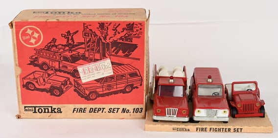 TONKA MINI FIRE DEPT SET w/ BOX