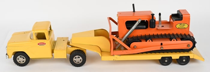 1964 TONKA LOW BOY & GIANT BULLDOZER