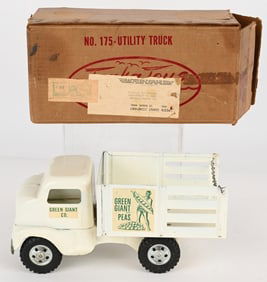 1953 TONKA GREEN GIANT PEAS STAKE BED TRUCK w/BOX