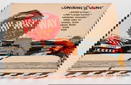 1957 TONKA HI-WAY SIGN SET w/ BOX