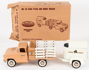 1960 TONKA FARM STAKE & HORSE TRAILER w/ BOX