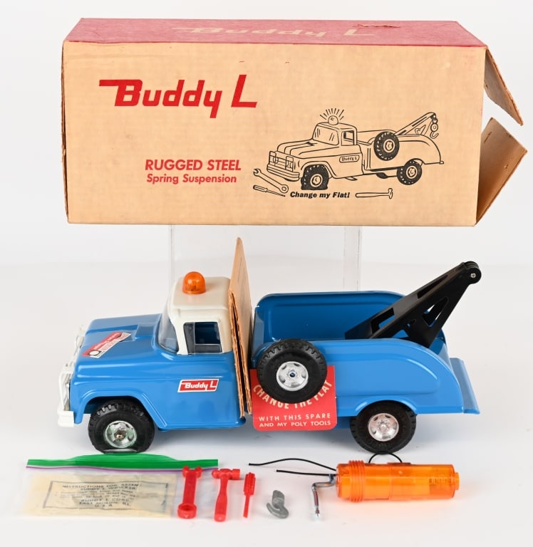 BUDDY L FLAT TIRE WRECKER & FLASHER LIGHT w/ BOX (1 of 9)