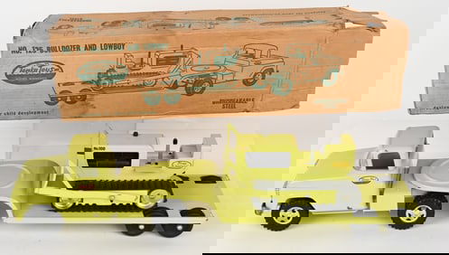 1960 TONKA BULLDOZER AND LOWBOY w/ BOX