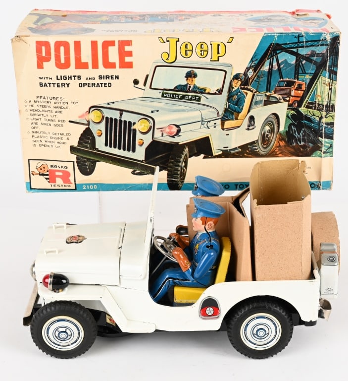 JAPAN BATTERY OP POLICE JEEP w/ BOX (1 of 11)