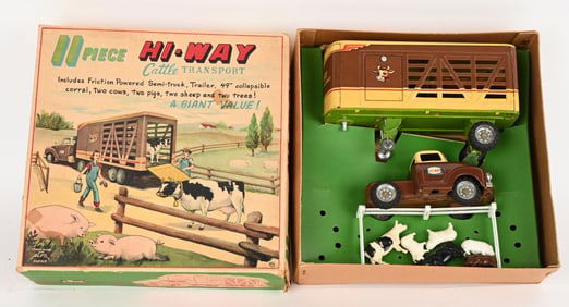 JAPAN TIN FRICTION CATTLE TRANSPORT SET w/ BOX