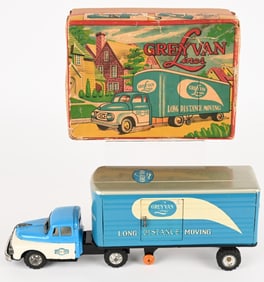 JAPAN TIN FRICTION GRAY VAN LINES TRUCK w/ BOX