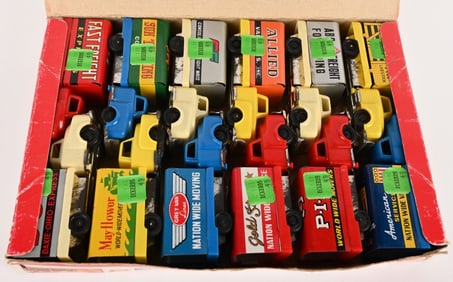 JAPAN TIN FRICTION 12 ASSORETED TRUCK SET w/ BOX