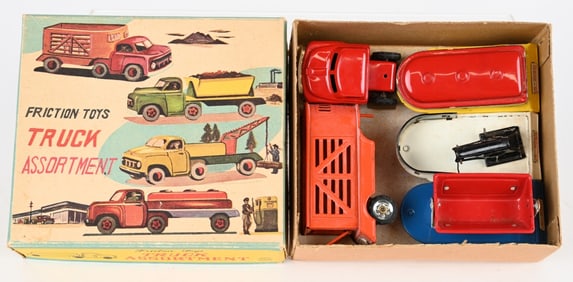 JAPAN TIN FRICTION TRUCK ASSORTMENT w/ BOX