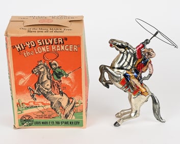 MARX TIN WINDUP LONE RANGER HI-YO SILVER w/ BOX