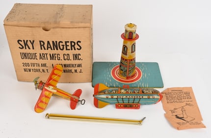 UNIQUE ART TIN WINDUP SKY RANGERS w/ BOX
