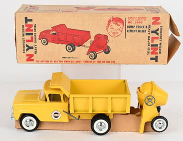 NYLINT DUMP TRUCK & CEMENT MIXER w/ BOX