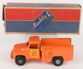 BUDDY L HI-WAY MAINTENANCE TRUCK & TRAILER w/ BOX