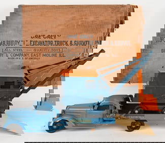 BUDDY L EXCAVATOR TRUCK & SHOVEL w/ BOX