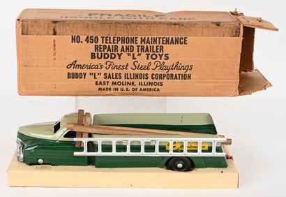 BUDDY L TELEPHONE TRUCK & TRAILER w/ BOX