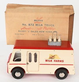 BUDDY L WOODEN MILK TRUCK w/ BOX