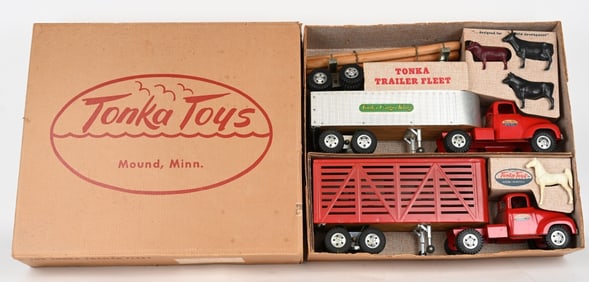 1956 TONKA TRAILER FLEET SET w/ BOX