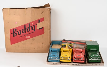 BUDDY L GMC TRUCK FLEET SET w/ BOX