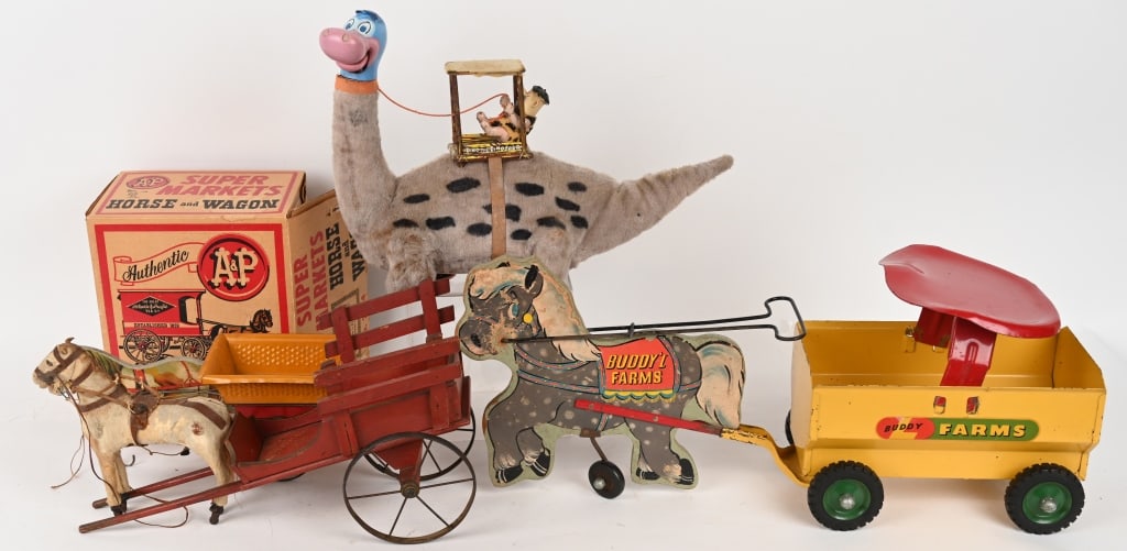 LOT OF HORSE DRAWN TOYS & FRED ON DINO (1 of 10)