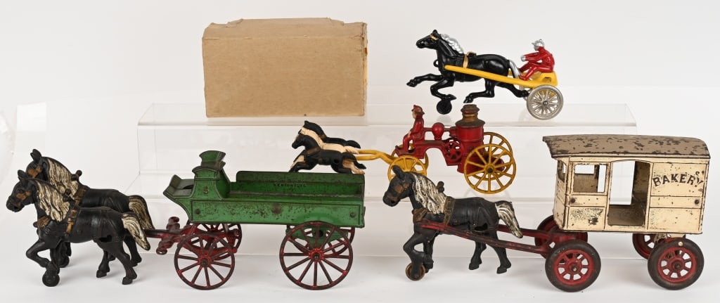 4- KENTON CAST IRON HORSE DRAWN TOYS (1 of 5)