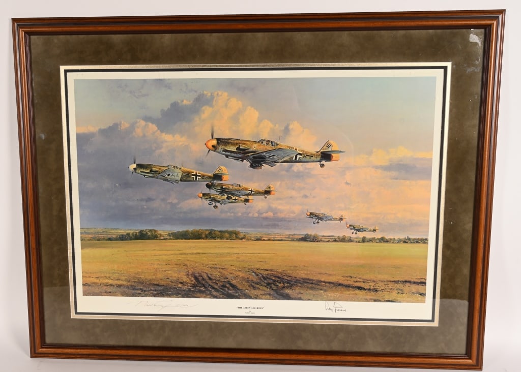THE ABBEVILLE BOYS PRINT "NAZI SIGNED": Artist Robert Taylor " The Abbeville Boys" Print 425/1250 Artist Signed. Print is signed by Nazi General Adolf Galland. Professionally framed. Comes with Certificate of Authenticity. 39"x29"