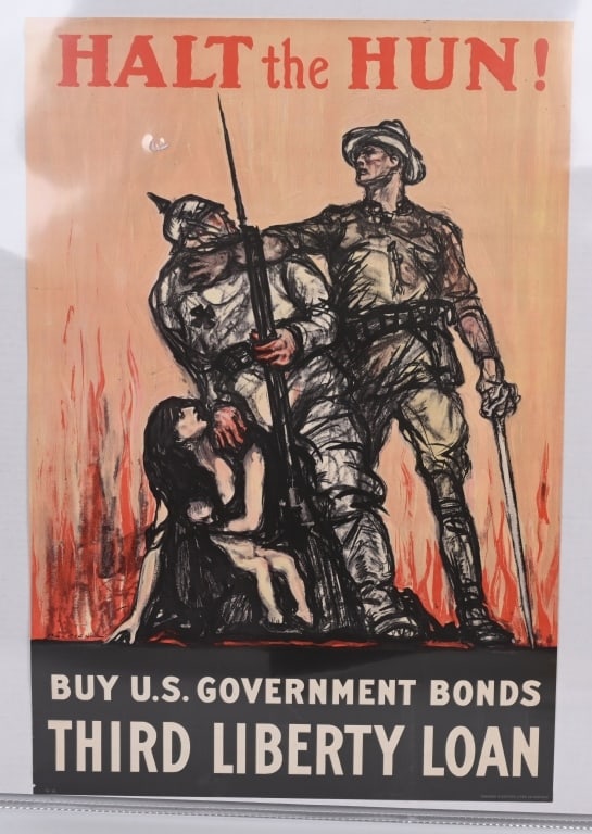 WWI US ARMY HALT THE HUN WAR BOND POSTER WW1 (1 of 3)