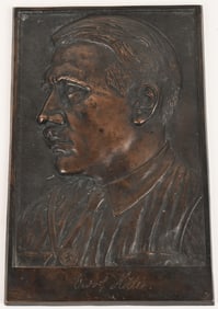 WWII NAZI GERMAN ADOLF HITLER BRONZE WALL PLAQUE