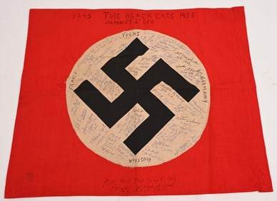 WWII NAZI GERMAN 13TH ARMORED DIVISION SIGNED FLAG