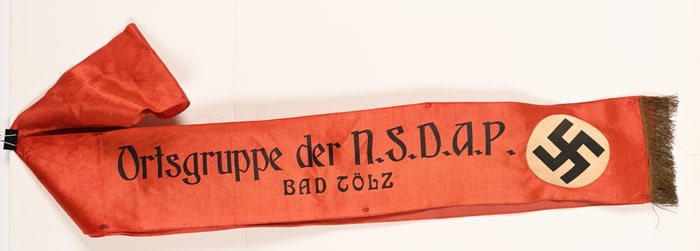 WWII NAZI GERMAN FUNERAL SASH FLAG BAD TÖLZ WW2