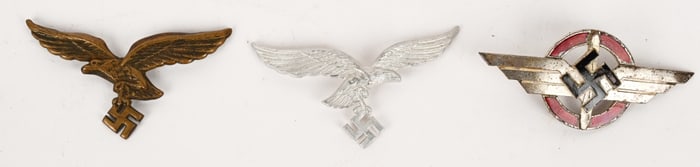 WWII NAZI GERMAN CAP INSIGNIA LOT LUFTWAFFE DLV