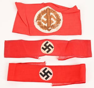 WWII NAZI GERMAN ARMY SA ARMBAND LOT OF 3 WW2