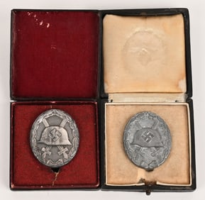 WWII NAZI GERMAN CASED SILVER WOUND BADGE LOT WW2