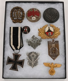 WWII NAZI GERMAN BADGE LOT HJ DJ RAD IRON CROSS